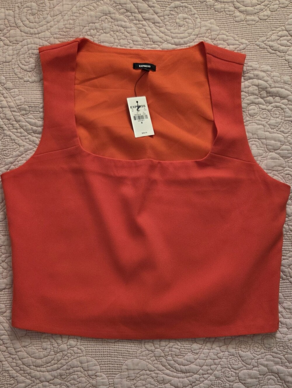 NWT Express Women's Orange Square Neck Crop Top
